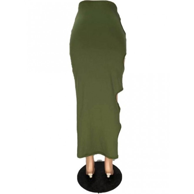 Solid Hollow Out Sexy Maxi Skirt