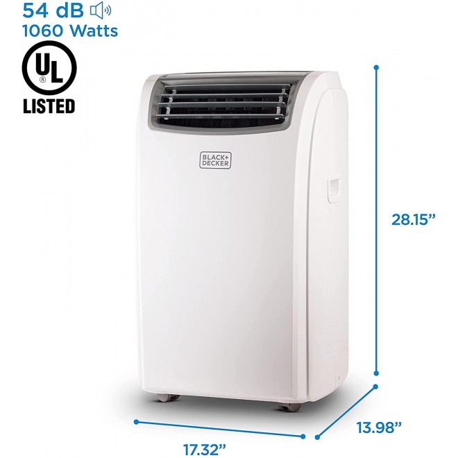 BPT08WTB Portable Air Conditioner with Remote Control, 8,000 BTU SACC/CEC (12,500 BTU ASHRAE), Cools Up to 350 Square Feet, White