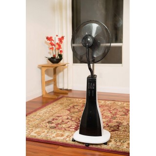 XBrand Intelligent Cool Standing Oscillating Misting Fan, 16 Inch Tall, Black & White