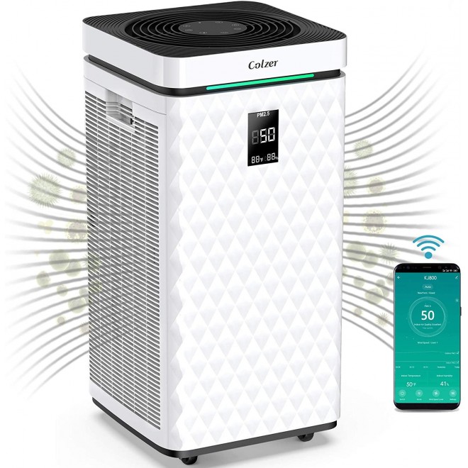 3500 Sq Ft WiFi Smart Air Purifiers for Home Large Room with Dual H13 HEPA + Activated Carbon Composite Filter High CADR 470 CFM Air Cleaner for Efficient Purification (KJ800)