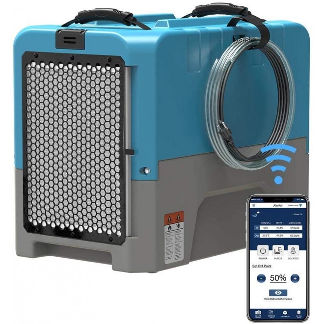 Industrial Commercial Dehumidifier Auto Shut Off with Pump, 5 Years Warranty, Compact, APP Control, cETL Listed, up to 180 PPD (Saturation), for Garages, and Flood Restoration, Blue