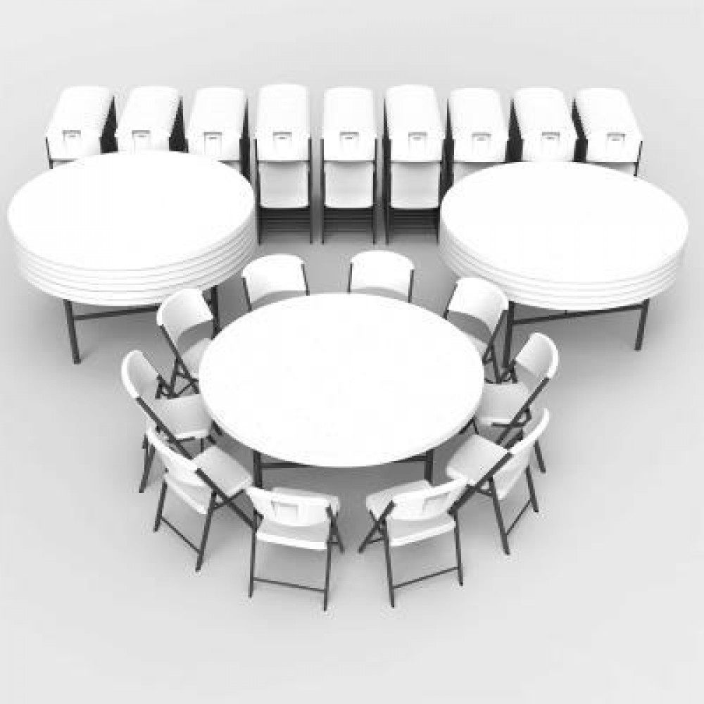 120 Chairs Combo Commercial, 72 In Round Table Seats How Many