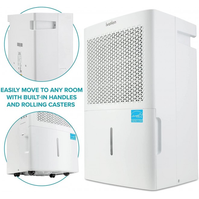 4,500 Sq. Ft Energy Star Dehumidifier With Pump, Large Capacity Compressor De-humidifier for Big Rooms and Basements with Continuous Drain Hose Connector and Pump, Auto Shutoff and Restart
