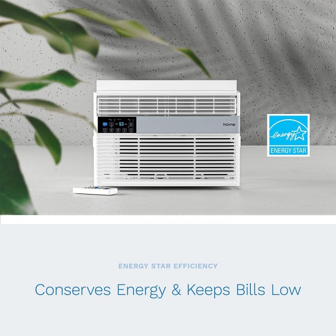 8,000 BTU Window Air Conditioner with Smart Control – Low Noise AC Unit with Eco Mode, LED Control Panel, Remote Control, and 24 hr Timer