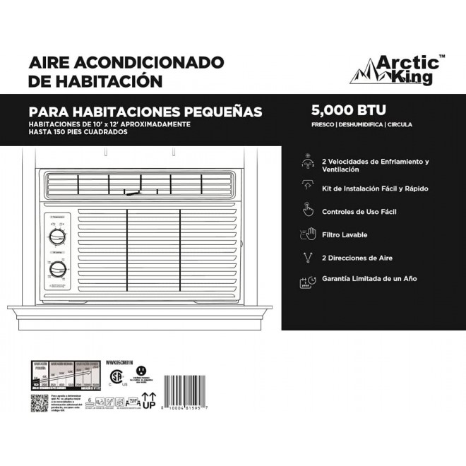 Window Air Conditioner with Mechanical Controls, 5,000 BTU Mini Compact Air Conditioner for 150 Sq.ft Room, WWK05CM01N