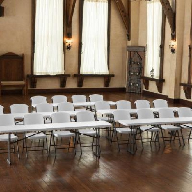 (5) 8-Foot Seminar Tables and (20) Chairs Set 328