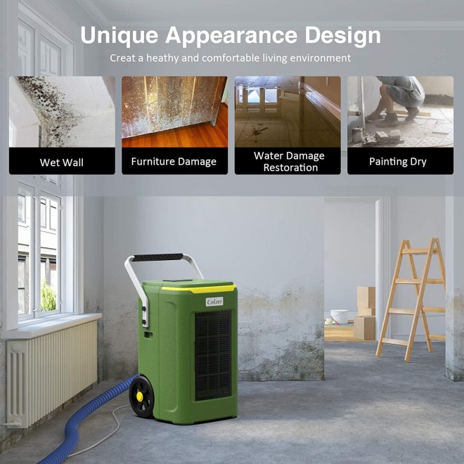 180 Pints Commercial Dehumidifier with Pump & Drain Hose, Large Industrial Water Damage Equipment for Basements, Home, Garages & Job Sites, 180 PPD Moisture Removal